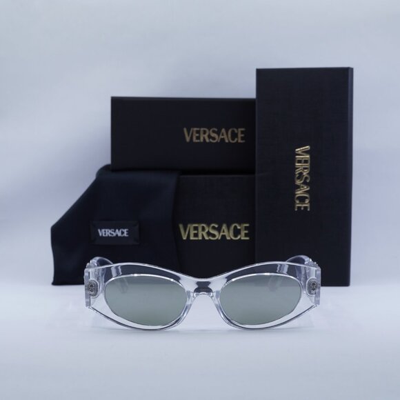 Versace VE4480U 148/30 Sunglasses Crystal Oval Frame, Green with Silver Lenses main image 10